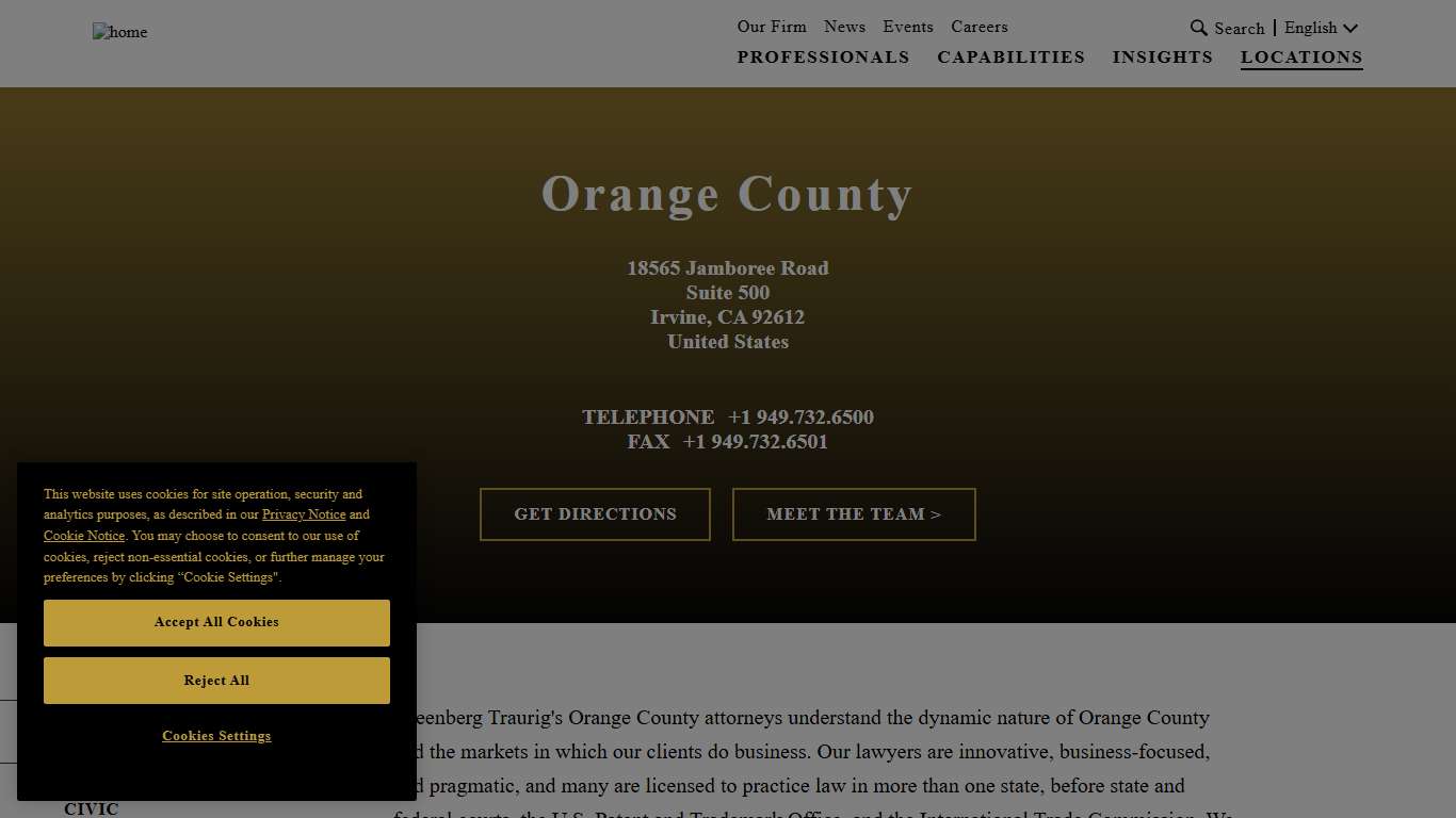 Orange County | Law Firm | Locations | Greenberg Traurig LLP
